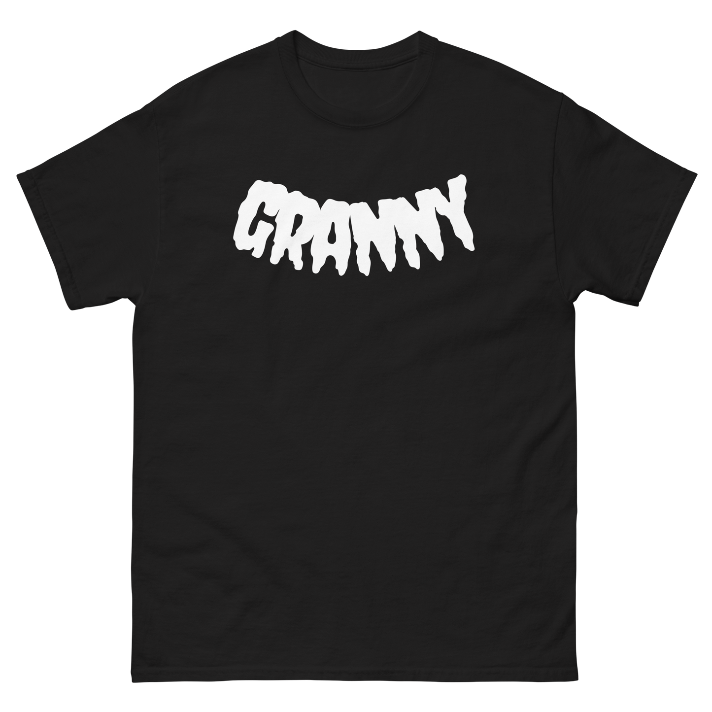 Funny Granny graphic t-shirt design featuring a playful grandma-themed illustration and the word Granny for grandmothers who love humor.