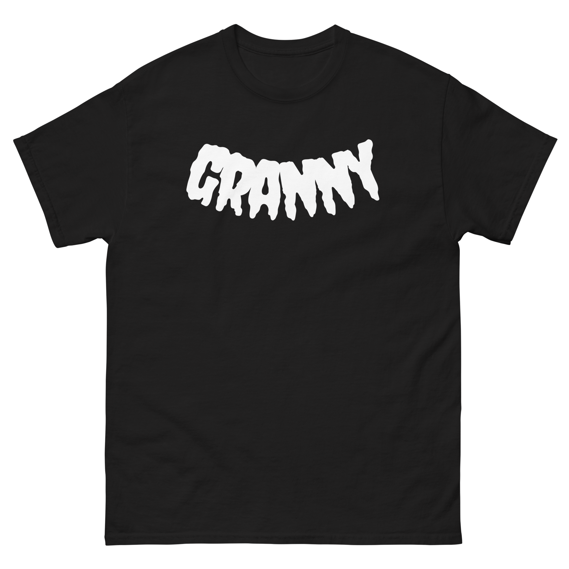 Funny Granny graphic t-shirt design featuring a playful grandma-themed illustration and the word Granny for grandmothers who love humor.