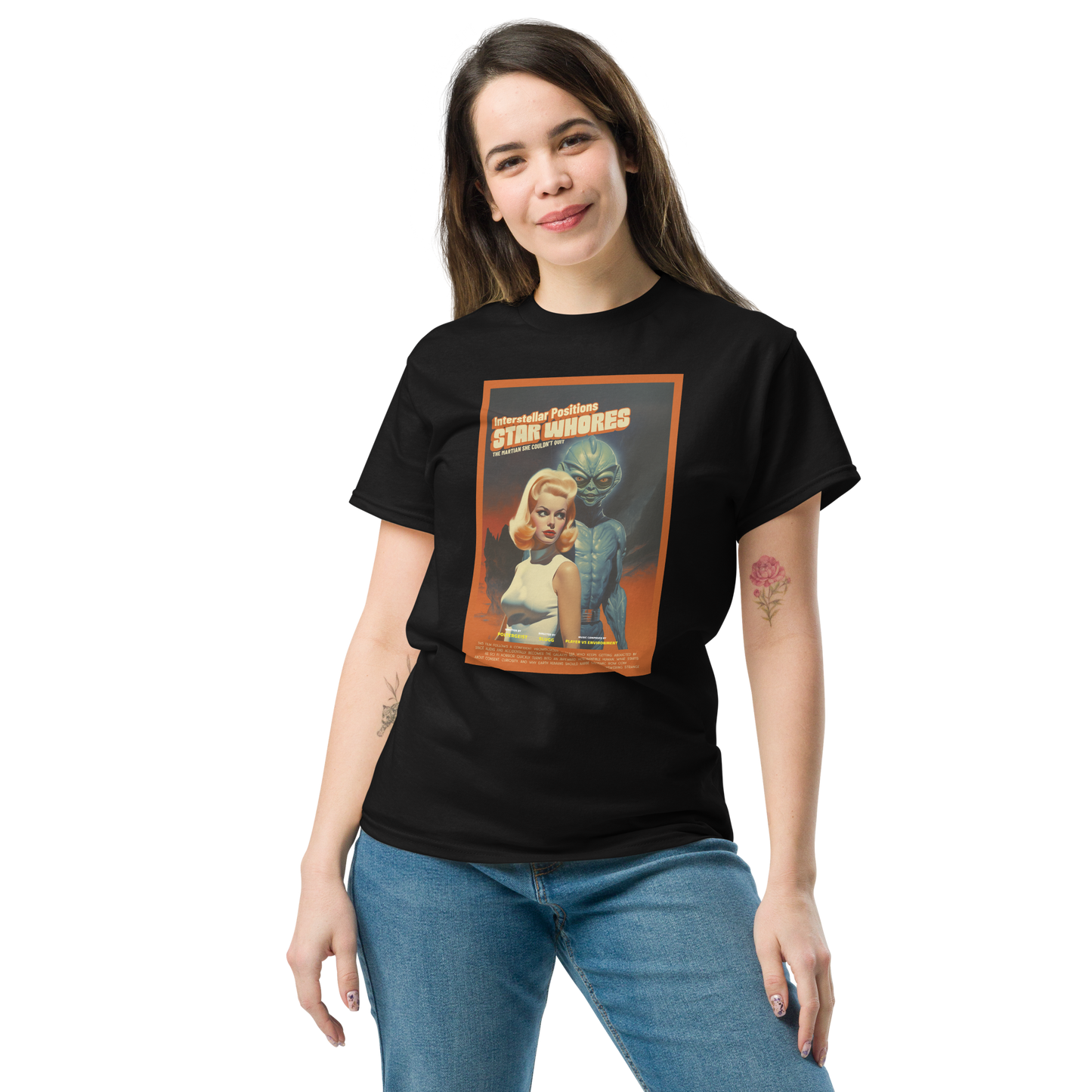 Interstellar pinup graphic tee front view