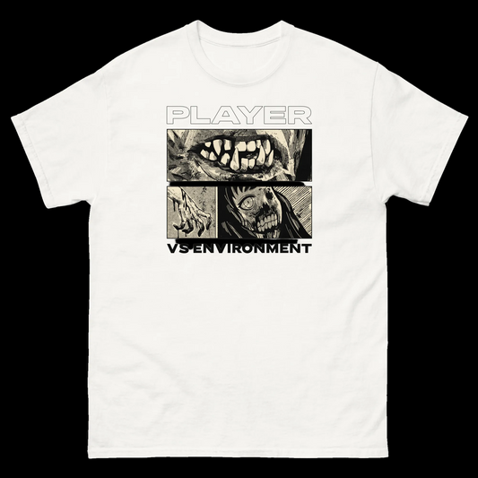 Japanese horror graphic White t-shirt girl transforming into monster
