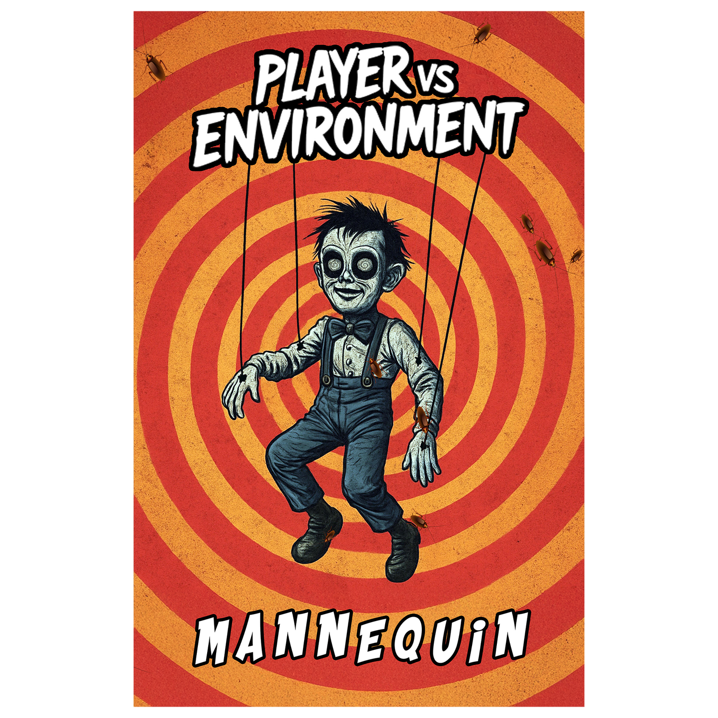 Cover of Mannequin, a dark lyric comic by Player Vs Environment showing a haunted circus performer on stage.