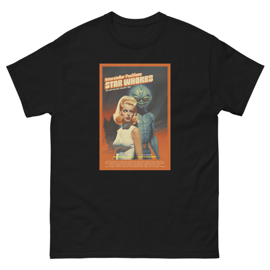 Retro sci-fi pinup style graphic t-shirt